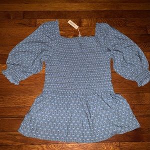 MAX STUDIO 💚RUFFLED SMOCKED PEASANT BLOUSE NWT…SIZE LARGE